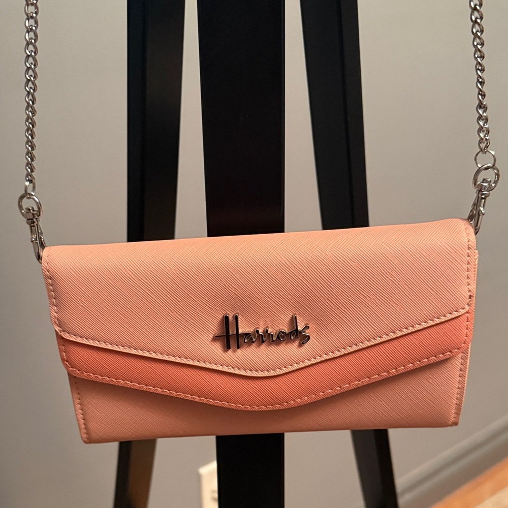 Harrods Peach Clutch with Chain Strap